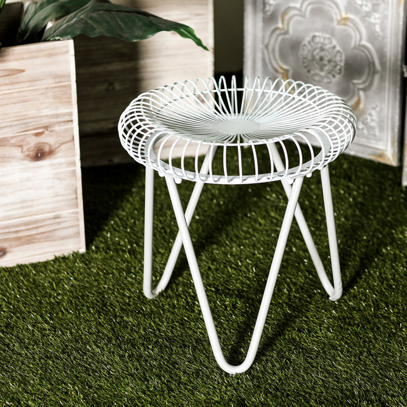 Bungalow Rose Gilpin Contemporary Round Iron Garden Stool Wayfair